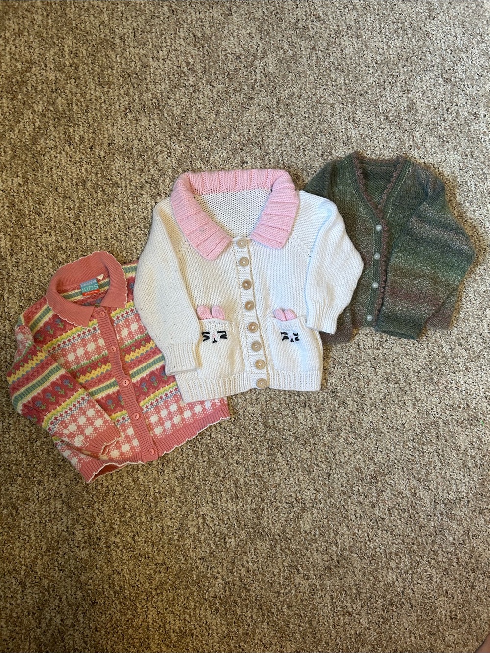 Lot of 3 handmade/vintage knit cardigans